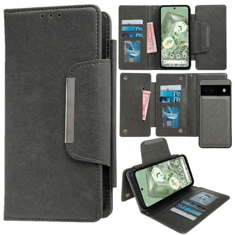 For Google Pixel 6 Multifunctional 7-Card Wallet Leather Phone Case(Grey) - Google Cases by PMC TechLife | Online Shopping South Africa | PMC TechLife | Buy Now Pay Later Mobicred