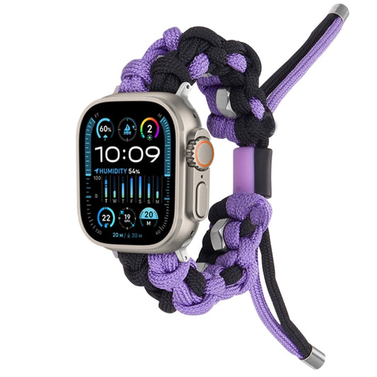 For Apple Watch Ultra 49mm Screw Nut Dual-Color Braided Paracord Watch Band(Black Purple) - Watch Bands by PMC Jewellery | Online Shopping South Africa | PMC Jewellery | Buy Now Pay Later Mobicred