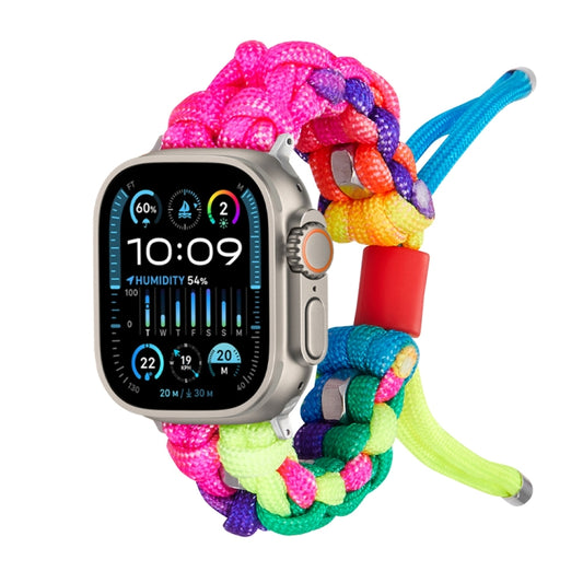 For Apple Watch Ultra 49mm Screw Nut Dual-Color Braided Paracord Watch Band(Rainbow) - Watch Bands by PMC Jewellery | Online Shopping South Africa | PMC Jewellery | Buy Now Pay Later Mobicred