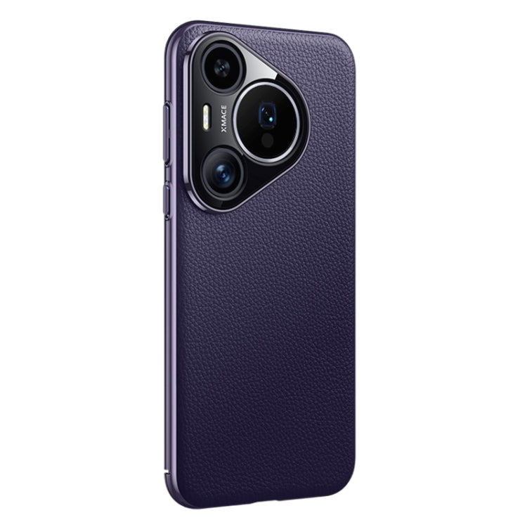 For Huawei Pura 70 Pro / Pro+ Litchi Texture Genuine Leather Phone Case(Dark Purple) - Huawei Cases by PMC Jewellery | Online Shopping South Africa | PMC Jewellery | Buy Now Pay Later Mobicred