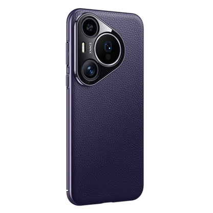 For Huawei Pura 70 Pro / Pro+ Litchi Texture Genuine Leather Phone Case(Dark Purple) - Huawei Cases by PMC Jewellery | Online Shopping South Africa | PMC Jewellery | Buy Now Pay Later Mobicred