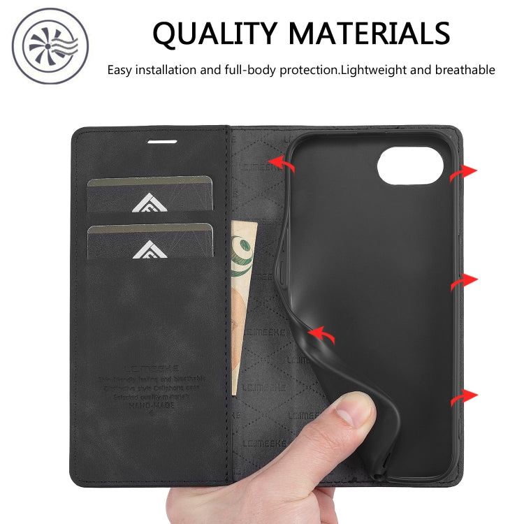 For iPhone SE 2024 LC.IMEEKE Strong Magnetic Leather Phone Case with Holder & Card Slots & Wallet(Black) - More iPhone Cases by LC.IMEEKE | Online Shopping South Africa | PMC Jewellery | Buy Now Pay Later Mobicred