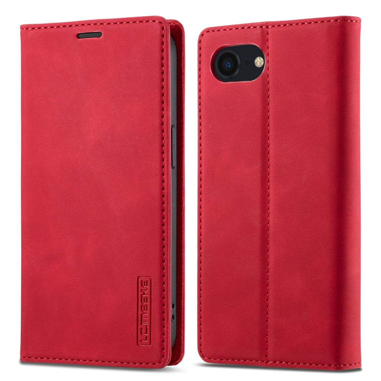 For iPhone 16e LC.IMEEKE Strong Magnetism Microfiber Leather Phone Case(Red) - iPhone 16e Cases by LC.IMEEKE | Online Shopping South Africa | PMC TechLife | Buy Now Pay Later Mobicred