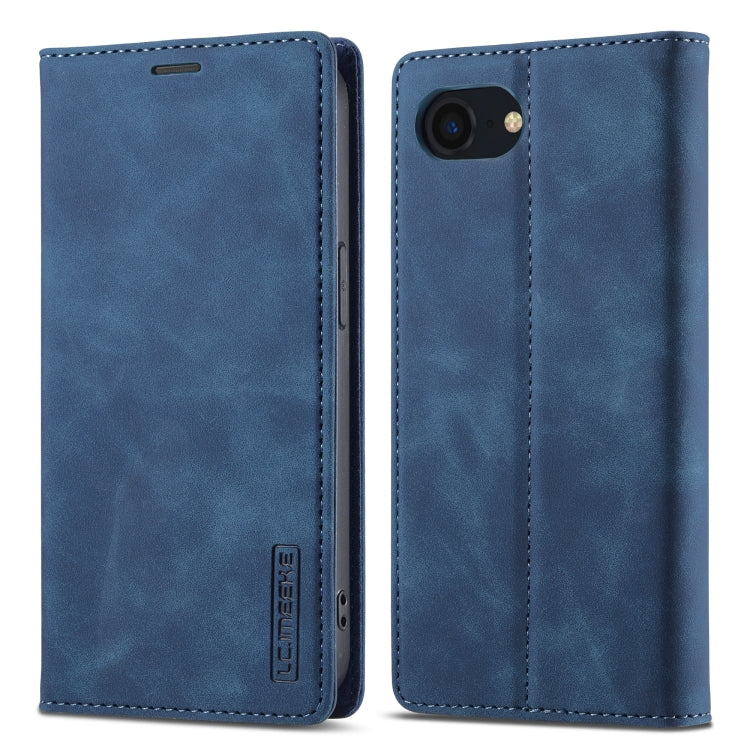 For iPhone 16e LC.IMEEKE Strong Magnetism Microfiber Leather Phone Case(Blue) - iPhone 16e Cases by LC.IMEEKE | Online Shopping South Africa | PMC Jewellery | Buy Now Pay Later Mobicred