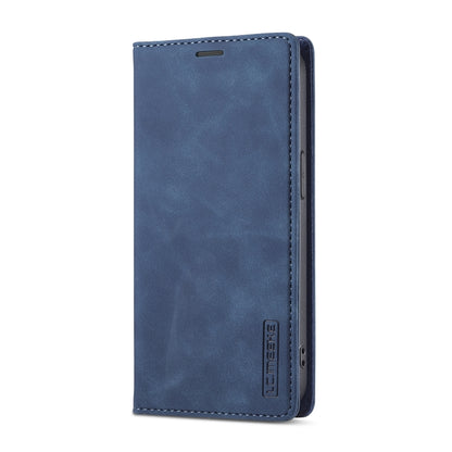 For iPhone 16e LC.IMEEKE Strong Magnetism Microfiber Leather Phone Case(Blue) - iPhone 16e Cases by LC.IMEEKE | Online Shopping South Africa | PMC Jewellery | Buy Now Pay Later Mobicred