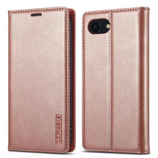 For iPhone 16e LC.IMEEKE Strong Magnetism Microfiber Leather Phone Case(Rose Gold) - iPhone 16e Cases by LC.IMEEKE | Online Shopping South Africa | PMC Jewellery | Buy Now Pay Later Mobicred