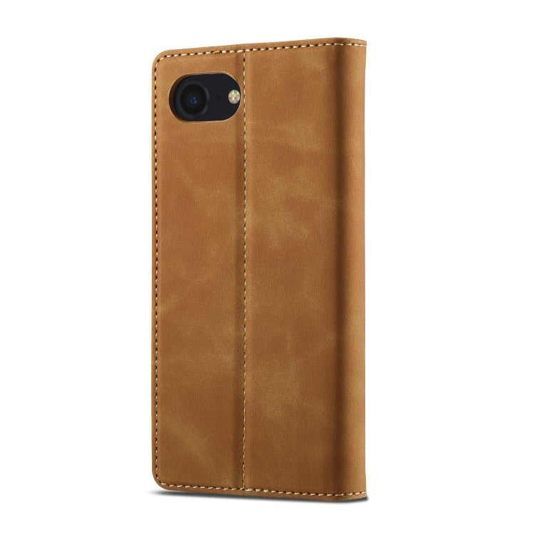 For iPhone 16e LC.IMEEKE Strong Magnetism Microfiber Leather Phone Case(Brown) - iPhone 16e Cases by LC.IMEEKE | Online Shopping South Africa | PMC Jewellery | Buy Now Pay Later Mobicred