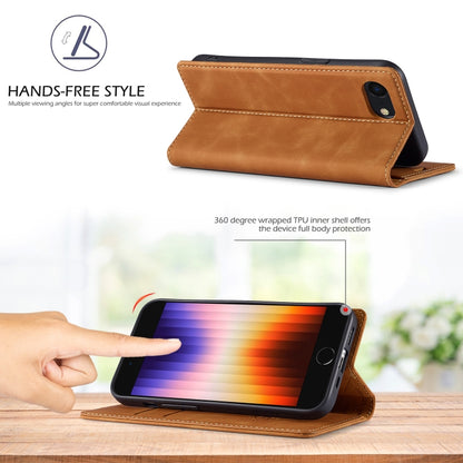 For iPhone 16e LC.IMEEKE Strong Magnetism Microfiber Leather Phone Case(Brown) - iPhone 16e Cases by LC.IMEEKE | Online Shopping South Africa | PMC Jewellery | Buy Now Pay Later Mobicred