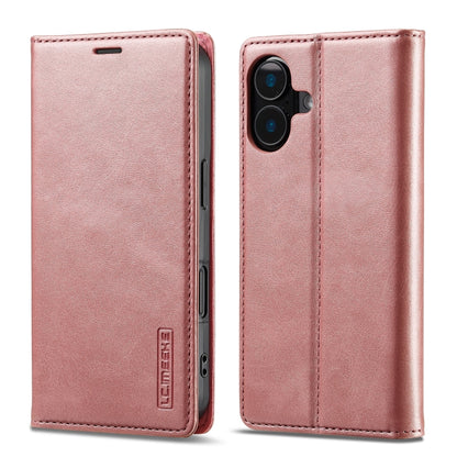 For iPhone 16 Plus LC.IMEEKE Strong Magnetism Microfiber Leather Phone Case(Rose Gold) - iPhone 16 Plus Cases by LC.IMEEKE | Online Shopping South Africa | PMC Jewellery | Buy Now Pay Later Mobicred