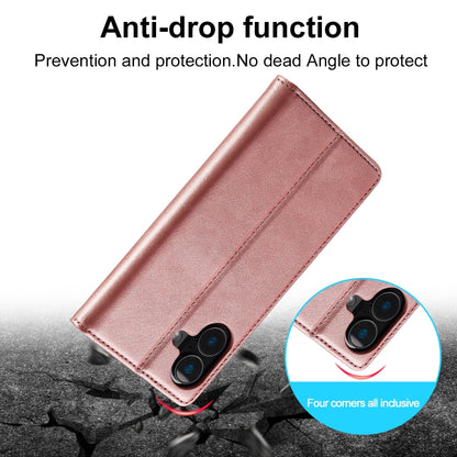 For iPhone 16 Plus LC.IMEEKE Strong Magnetism Microfiber Leather Phone Case(Rose Gold) - iPhone 16 Plus Cases by LC.IMEEKE | Online Shopping South Africa | PMC Jewellery | Buy Now Pay Later Mobicred