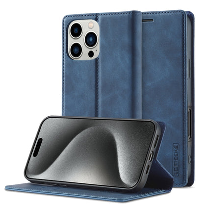 For iPhone 16 Pro LC.IMEEKE Strong Magnetism Microfiber Leather Phone Case(Blue) - iPhone 16 Pro Cases by LC.IMEEKE | Online Shopping South Africa | PMC Jewellery | Buy Now Pay Later Mobicred