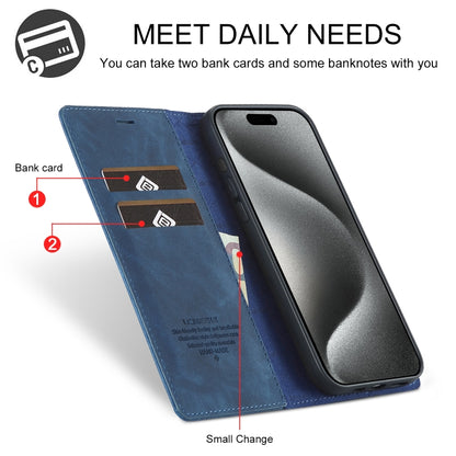 For iPhone 16 Pro LC.IMEEKE Strong Magnetism Microfiber Leather Phone Case(Blue) - iPhone 16 Pro Cases by LC.IMEEKE | Online Shopping South Africa | PMC Jewellery | Buy Now Pay Later Mobicred