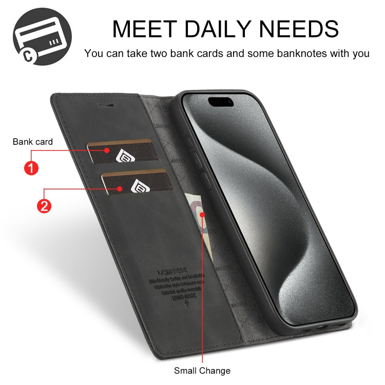 For iPhone 16 Pro Max LC.IMEEKE Strong Magnetism Microfiber Leather Phone Case(Black) - iPhone 16 Pro Max Cases by LC.IMEEKE | Online Shopping South Africa | PMC Jewellery | Buy Now Pay Later Mobicred