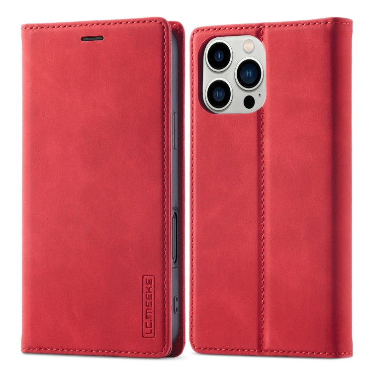 For iPhone 16 Pro Max LC.IMEEKE Strong Magnetism Microfiber Leather Phone Case(Red) - iPhone 16 Pro Max Cases by LC.IMEEKE | Online Shopping South Africa | PMC Jewellery | Buy Now Pay Later Mobicred