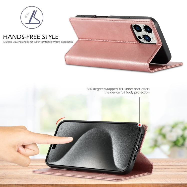 For iPhone 16 Pro Max LC.IMEEKE Strong Magnetism Microfiber Leather Phone Case(Rose Gold) - iPhone 16 Pro Max Cases by LC.IMEEKE | Online Shopping South Africa | PMC Jewellery | Buy Now Pay Later Mobicred