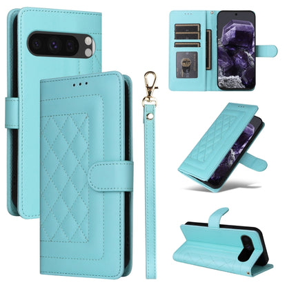 For Google Pixel 9 Diamond Lattice Leather Flip Phone Case(Mint Green) - Google Cases by PMC Jewellery | Online Shopping South Africa | PMC Jewellery | Buy Now Pay Later Mobicred