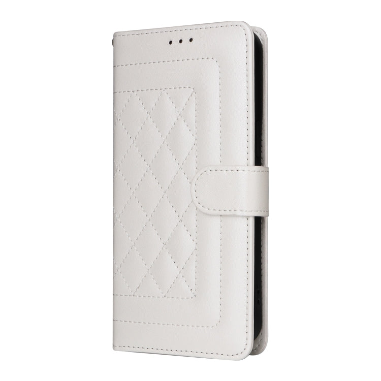 For Huawei P Smart 2021 Diamond Lattice Leather Flip Phone Case(White) - Huawei Cases by PMC Jewellery | Online Shopping South Africa | PMC Jewellery | Buy Now Pay Later Mobicred