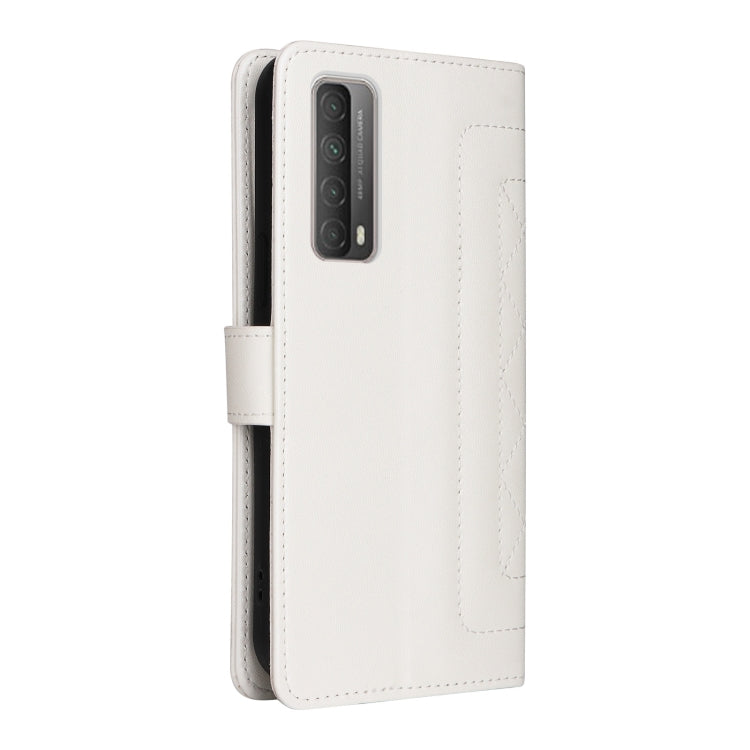 For Huawei P Smart 2021 Diamond Lattice Leather Flip Phone Case(White) - Huawei Cases by PMC Jewellery | Online Shopping South Africa | PMC Jewellery | Buy Now Pay Later Mobicred