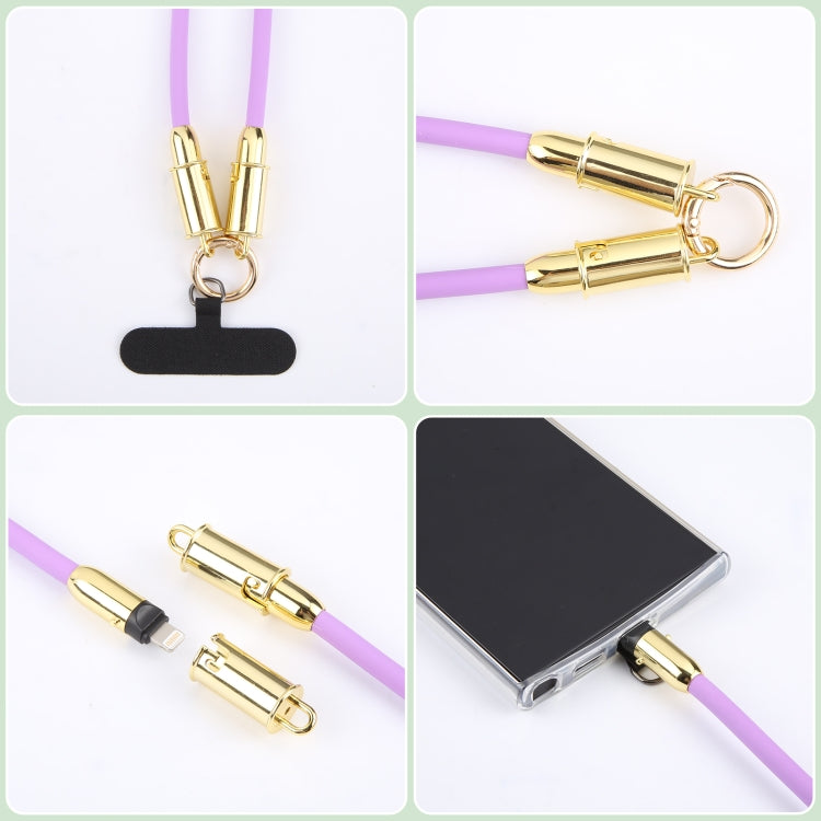 Type-C to 8 Pin Silicone Data Cable Phone Anti-lost Crossbody Lanyard, Length: 1.2m(Purple) - 2 in 1 Cable by PMC Jewellery | Online Shopping South Africa | PMC Jewellery | Buy Now Pay Later Mobicred