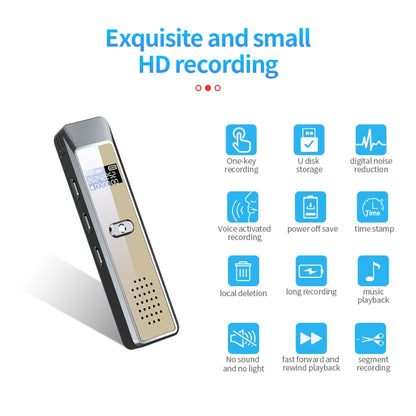 JNN Q7 Mini Portable Voice Recorder with OLED Screen, Memory:4GB(Grey+Gold) - Recording Pen by JNN | Online Shopping South Africa | PMC Jewellery | Buy Now Pay Later Mobicred