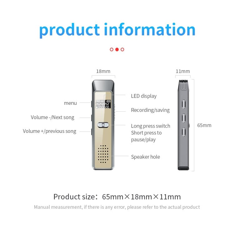 JNN Q7 Mini Portable Voice Recorder with OLED Screen, Memory:4GB(Grey+Gold) - Recording Pen by JNN | Online Shopping South Africa | PMC Jewellery | Buy Now Pay Later Mobicred