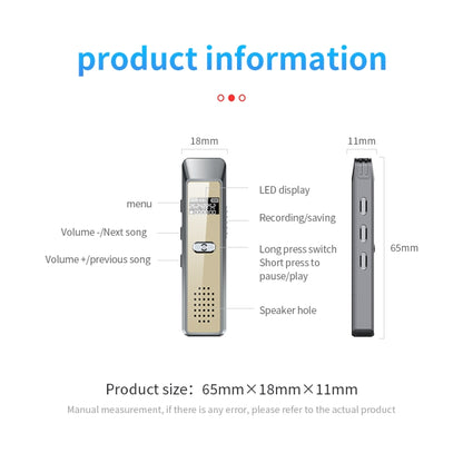 JNN Q7 Mini Portable Voice Recorder with OLED Screen, Memory:32GB(Grey+Gold) - Recording Pen by JNN | Online Shopping South Africa | PMC Jewellery | Buy Now Pay Later Mobicred