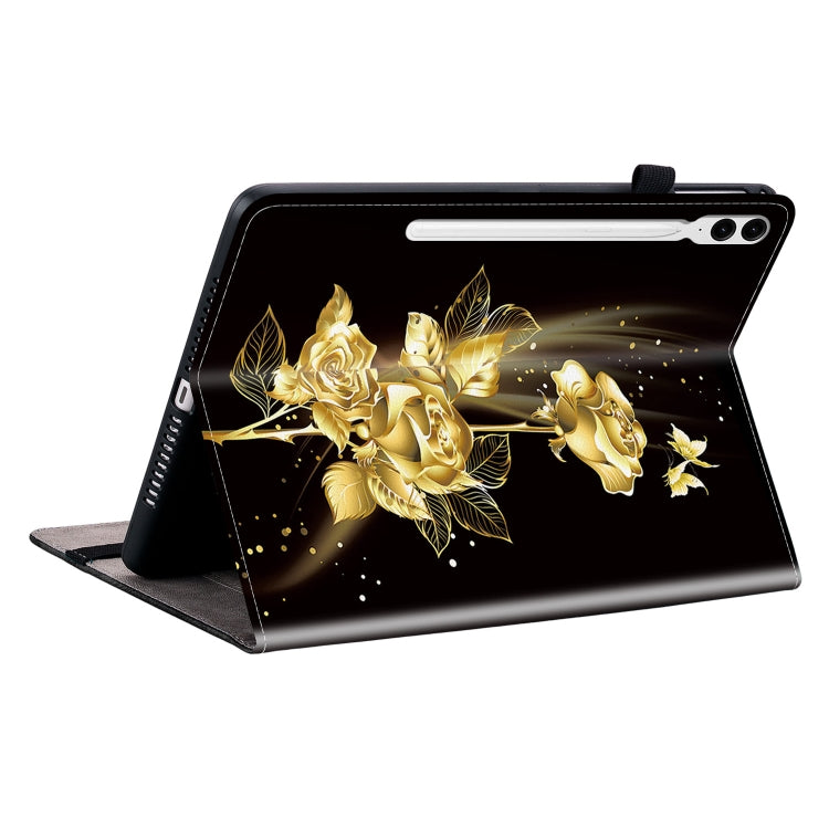 For Samsung Galaxy Tab S9+ / S9 FE+ Crystal Texture Painted Leather Tablet Case(Gold Butterfly Rose) - Galaxy Tab S9+ Cases by PMC Jewellery | Online Shopping South Africa | PMC Jewellery | Buy Now Pay Later Mobicred