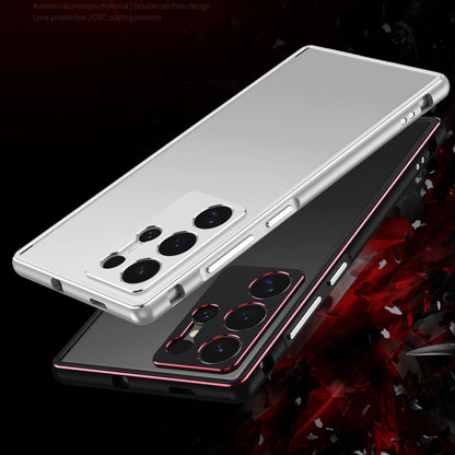 For Samsung Galaxy S24 Ultra 5G Aurora Series Lens Protector + Metal Frame Phone Case(Black Red) - Galaxy S24 Ultra 5G Cases by PMC Jewellery | Online Shopping South Africa | PMC Jewellery | Buy Now Pay Later Mobicred