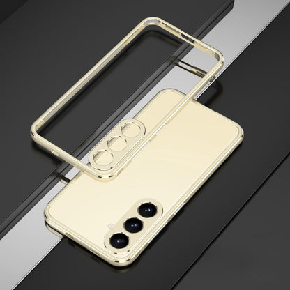 For Samsung Galaxy S24+ 5G Aurora Series Lens Protector + Metal Frame Phone Case(Gold Silver) - Galaxy S24+ 5G Cases by PMC Jewellery | Online Shopping South Africa | PMC Jewellery | Buy Now Pay Later Mobicred