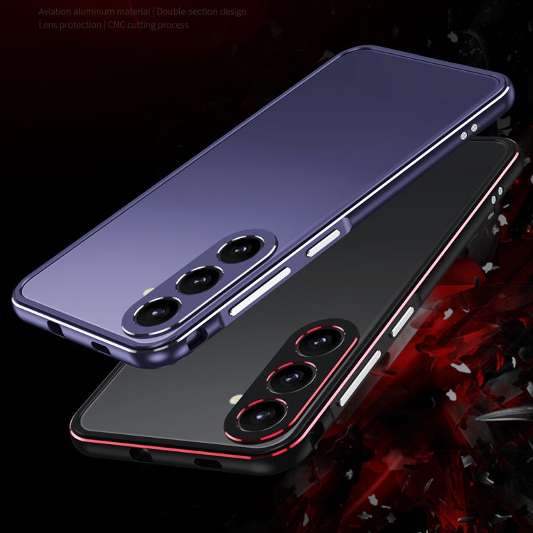 For Samsung Galaxy S24 5G Aurora Series Lens Protector + Metal Frame Phone Case(Black Red) - Galaxy S24 5G Cases by PMC Jewellery | Online Shopping South Africa | PMC Jewellery | Buy Now Pay Later Mobicred