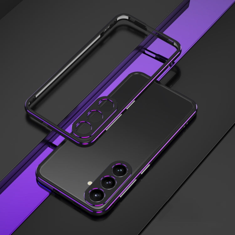 For Samsung Galaxy S24 5G Aurora Series Lens Protector + Metal Frame Phone Case(Black Purple) - Galaxy S24 5G Cases by PMC Jewellery | Online Shopping South Africa | PMC Jewellery | Buy Now Pay Later Mobicred