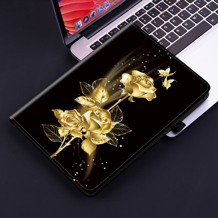 For Honor Pad 9 12.1 Crystal Texture Painted Leather Tablet Case(Gold Butterfly Rose) - Honor by PMC TechLife | Online Shopping South Africa | PMC TechLife | Buy Now Pay Later Mobicred