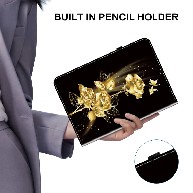 For Honor Pad 9 12.1 Crystal Texture Painted Leather Tablet Case(Gold Butterfly Rose) - Honor by PMC TechLife | Online Shopping South Africa | PMC TechLife | Buy Now Pay Later Mobicred