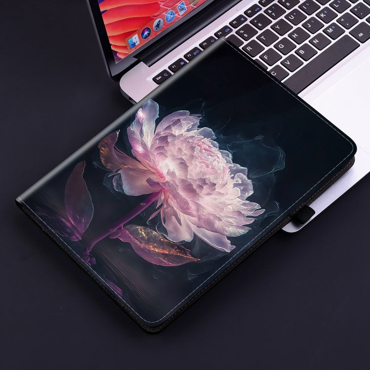 For Honor Pad 9 12.1 Crystal Texture Painted Leather Tablet Case(Purple Peony) - Honor by PMC TechLife | Online Shopping South Africa | PMC TechLife | Buy Now Pay Later Mobicred