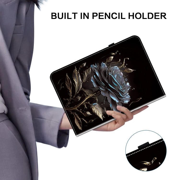 For Huawei MatePad SE 11 2024 Crystal Texture Painted Leather Smart Tablet Case(Black Rose) - Huawei by PMC TechLife | Online Shopping South Africa | PMC TechLife | Buy Now Pay Later Mobicred