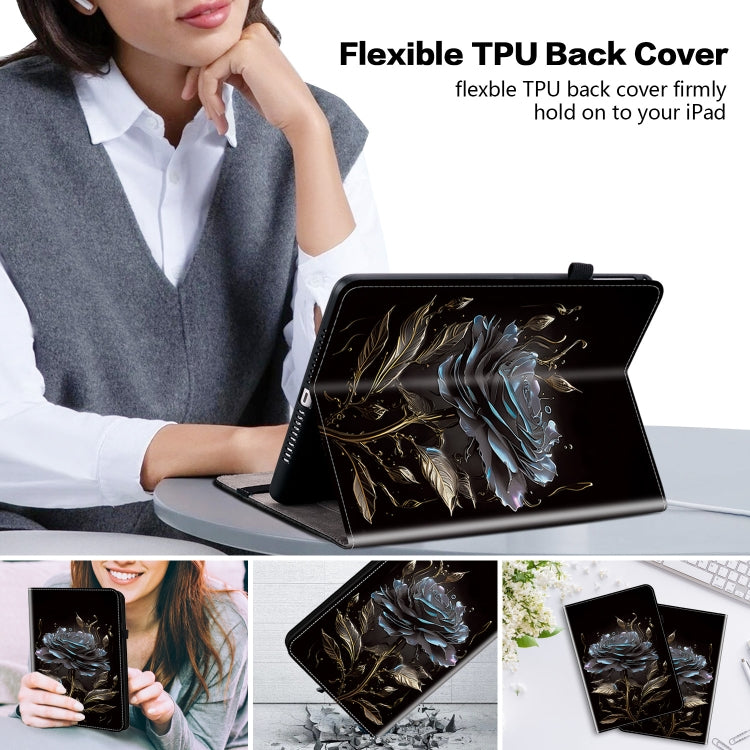 For Huawei MatePad SE 11 2024 Crystal Texture Painted Leather Smart Tablet Case(Black Rose) - Huawei by PMC TechLife | Online Shopping South Africa | PMC TechLife | Buy Now Pay Later Mobicred
