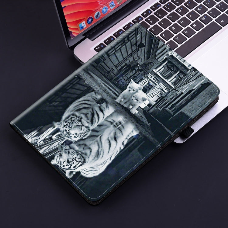 For Lenovo Tab M10 10.1 3rd Gen Crystal Texture Painted Leather Tablet Case(Cat Reflection Tiger) - Lenovo by PMC TechLife | Online Shopping South Africa | PMC TechLife | Buy Now Pay Later Mobicred