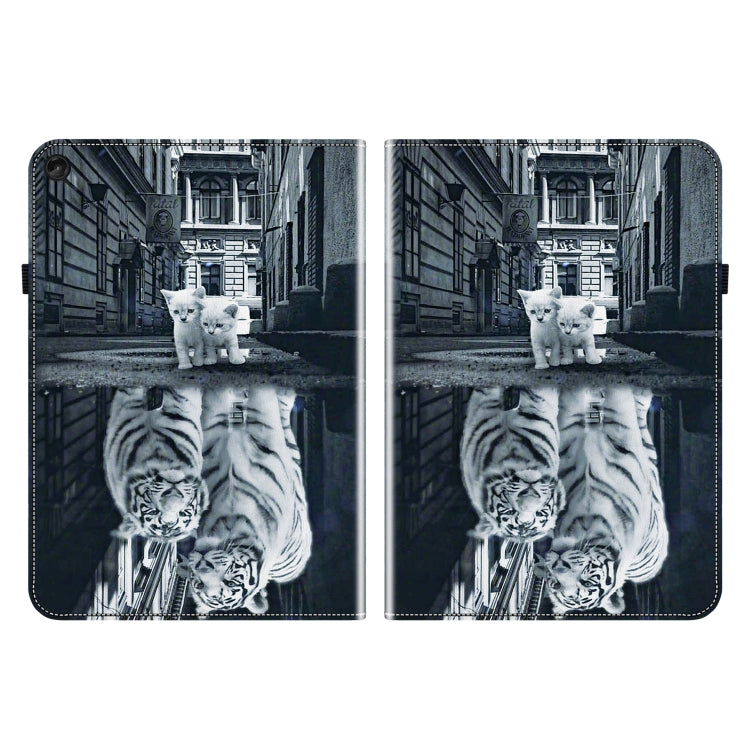 For Lenovo Tab M10 10.1 3rd Gen Crystal Texture Painted Leather Tablet Case(Cat Reflection Tiger) - Lenovo by PMC TechLife | Online Shopping South Africa | PMC TechLife | Buy Now Pay Later Mobicred