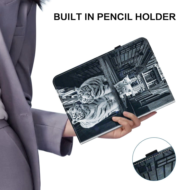 For Lenovo Tab M10 10.1 3rd Gen Crystal Texture Painted Leather Tablet Case(Cat Reflection Tiger) - Lenovo by PMC TechLife | Online Shopping South Africa | PMC TechLife | Buy Now Pay Later Mobicred