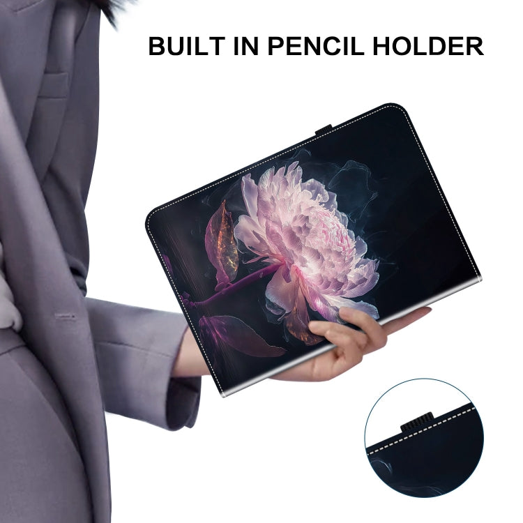 For Lenovo Tab P12 12.7 Crystal Texture Painted Leather Tablet Case(Purple Peony) - Lenovo by PMC TechLife | Online Shopping South Africa | PMC TechLife | Buy Now Pay Later Mobicred