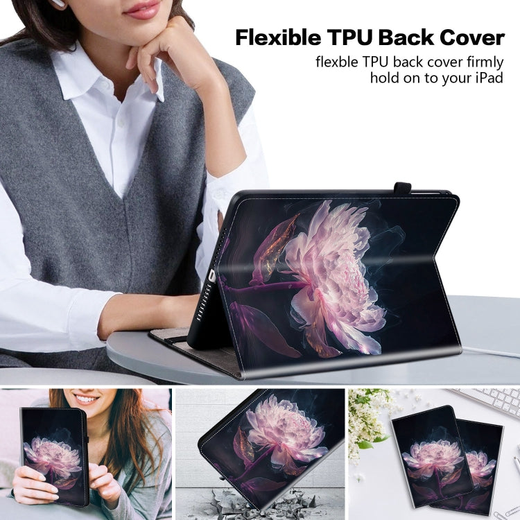 For Lenovo Tab P12 12.7 Crystal Texture Painted Leather Tablet Case(Purple Peony) - Lenovo by PMC TechLife | Online Shopping South Africa | PMC TechLife | Buy Now Pay Later Mobicred
