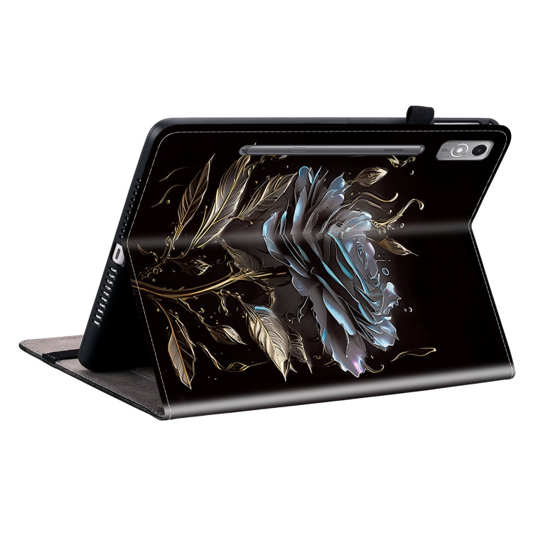 For Lenovo Tab P12 12.7 Crystal Texture Painted Leather Tablet Case(Black Rose) - Lenovo by PMC TechLife | Online Shopping South Africa | PMC TechLife | Buy Now Pay Later Mobicred