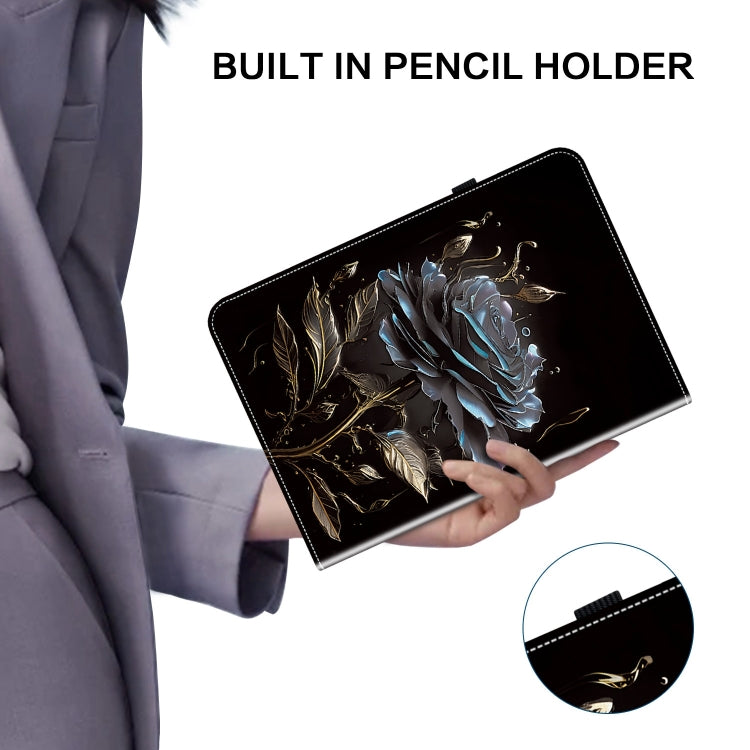 For Lenovo Tab P12 12.7 Crystal Texture Painted Leather Tablet Case(Black Rose) - Lenovo by PMC TechLife | Online Shopping South Africa | PMC TechLife | Buy Now Pay Later Mobicred