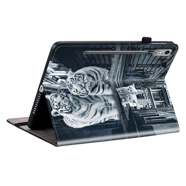 For Lenovo Tab P12 12.7 Crystal Texture Painted Leather Tablet Case(Cat Reflection Tiger) - Lenovo by PMC TechLife | Online Shopping South Africa | PMC TechLife | Buy Now Pay Later Mobicred