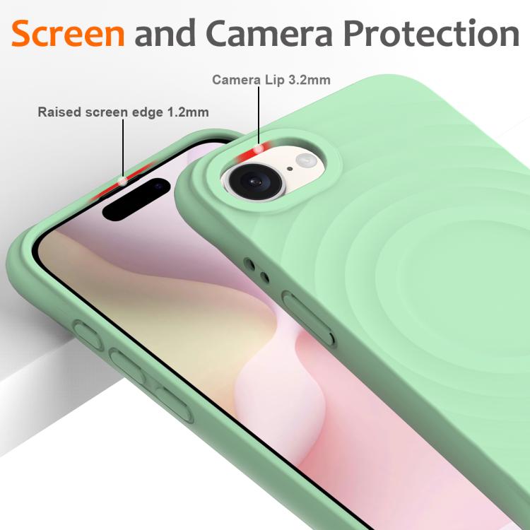For iPhone 16e Wave Texture MagSafe Magnetic Liquid Silicone Phone Case(Green) - iPhone 16e Cases by PMC TechLife | Online Shopping South Africa | PMC TechLife | Buy Now Pay Later Mobicred