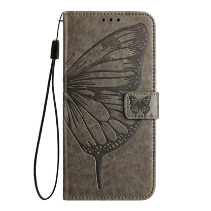 For Realme C67 5G India/Narzo 60x Global Embossed Butterfly Leather Phone Case(Grey) - C67 Cases by PMC Jewellery | Online Shopping South Africa | PMC Jewellery | Buy Now Pay Later Mobicred