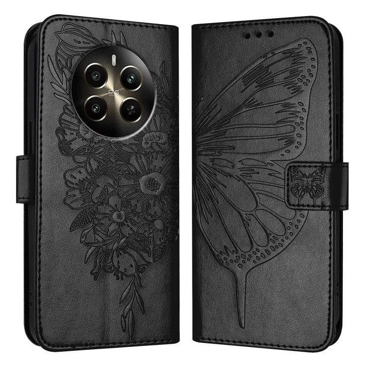 For Realme 12+ Global/Narzo 70 Pro India Embossed Butterfly Leather Phone Case(Black) - Realme Cases by PMC TechLife | Online Shopping South Africa | PMC TechLife | Buy Now Pay Later Mobicred