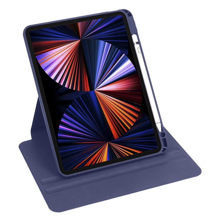 For iPad Air 11 2024 Acrylic 360 Degree Rotation Holder Leather Tablet Case(Dark Blue) - iPad Air 11 2024 Cases by PMC Jewellery | Online Shopping South Africa | PMC Jewellery | Buy Now Pay Later Mobicred