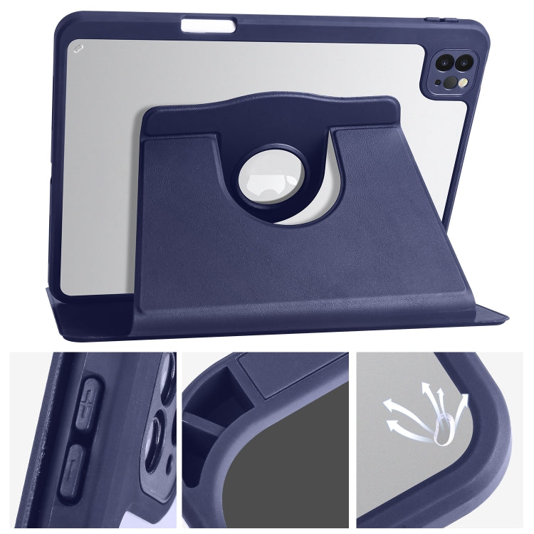 For iPad Air 11 2025 / 2024 Acrylic 360 Degree Rotation Holder Leather Tablet Case(Dark Blue) - More iPad Cases by PMC Jewellery | Online Shopping South Africa | PMC Jewellery | Buy Now Pay Later Mobicred