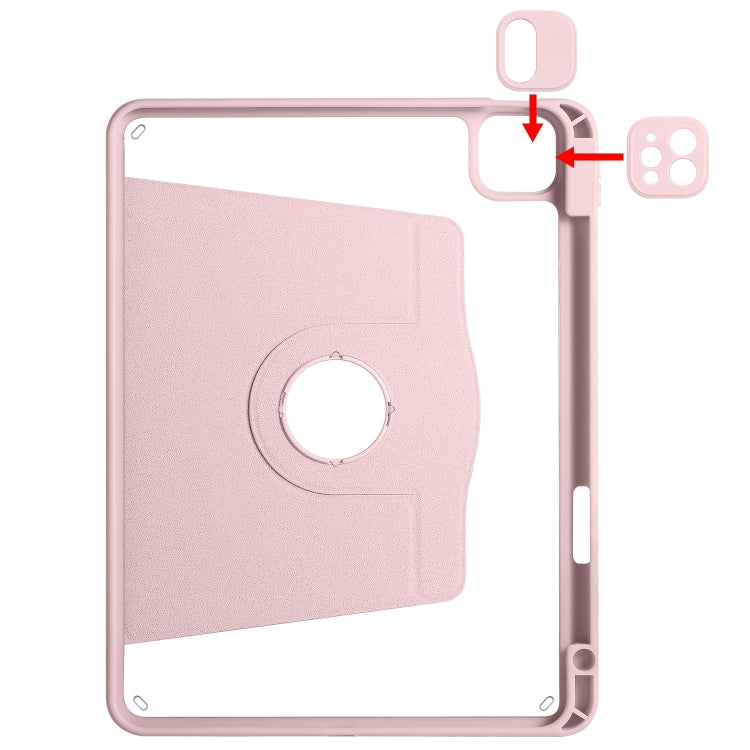 For iPad Air 13 2024 Acrylic 360 Degree Rotation Holder Leather Tablet Case(Sand Pink) - iPad Air 13 2024 Cases by PMC Jewellery | Online Shopping South Africa | PMC Jewellery | Buy Now Pay Later Mobicred